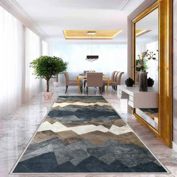Covor, Wooylk0101, 80x250 cm, Poliester, Crem / Camila / Maro / Negru imagine