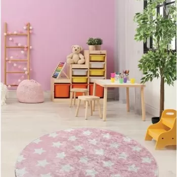 Covor, Y?ld?z, 50% TESTURA DE catifea/50% poliester, Roz/Alb imagine
