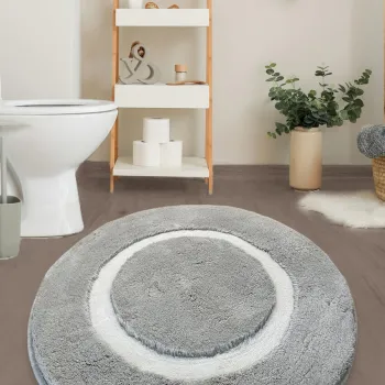 Covoras de baie acrilic, L'essentiel Maison, Quadrato Frame, Gri imagine