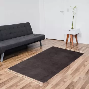 Covoras de baie, Alanur Home, 1604, 100x400 cm, Fibre acrilice, Antracit imagine