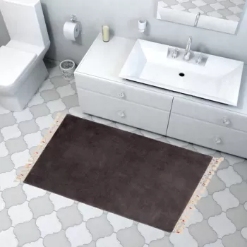 Covoras de baie, Alanur Home, 1618, 60x100 cm, Fibre acrilice, Antracit imagine