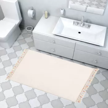 Covoras de baie, Alanur Home, 1619, 75x120 cm, Fibre acrilice, Alb imagine