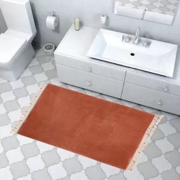 Covoras de baie, Alanur Home, 1621, 100x120 cm, Fibre acrilice, Maro imagine