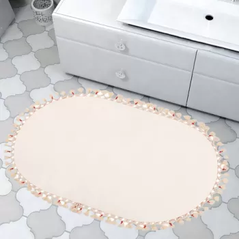 Covoras de baie, Alanur Home, 1626, 75x120 cm, Fibre acrilice, Alb imagine