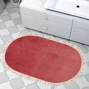 Covoras de baie, Alanur Home, 1629, 75x120 cm, Fibre acrilice, Fucsia imagine