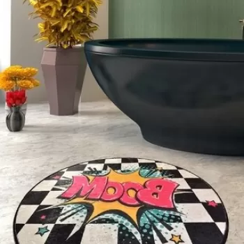 Covoras de baie Boom, Chilai, O100 cm, multicolor imagine