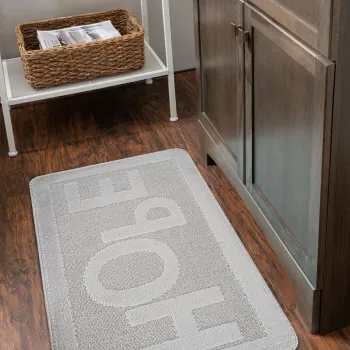 Covoras de baie, Cecilia, Hope, 60x100 cm, Polipropilena, Gri imagine