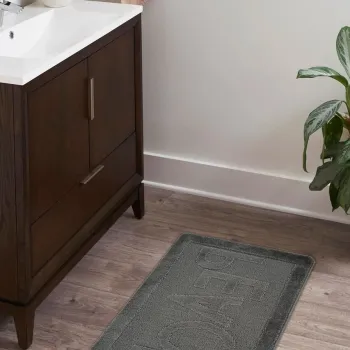 Covoras de baie, Cecilia, Peace, 60x100 cm, Polipropilena, Antracit imagine