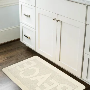 Covoras de baie, Cecilia, Peace, 60x100 cm, Polipropilena, Crem imagine