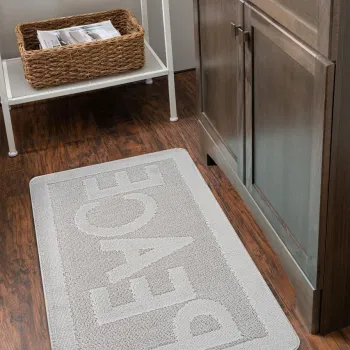 Covoras de baie, Cecilia, Peace, 60x100 cm, Polipropilena, Gri imagine