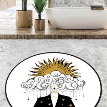 Covoras de baie, Chilai, Afitab Circle Djt 160, Poliester, Multicolor imagine