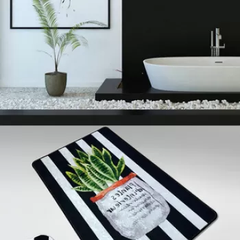 Covoras de baie, Chilai, Aloevera (80 x 100), 80x100 cm, Catifea, Multicolor imagine