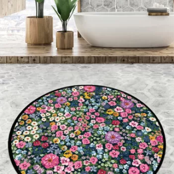 Covoras de baie, Chilai, Antoryum Circle Djt 140, Poliester, Multicolor imagine