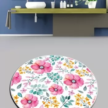 Covoras de baie, Chilai, Azalea (120 x 120), 120x120 cm, Poliester, Multicolor imagine