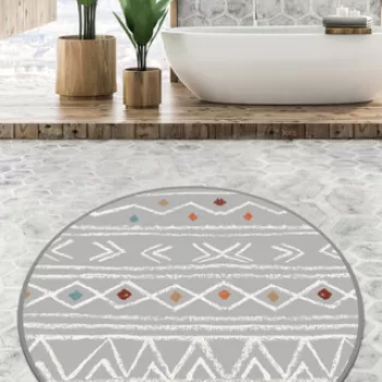 Covoras de baie, Chilai, Ballocco Circle Djt 100, Poliester, Multicolor imagine