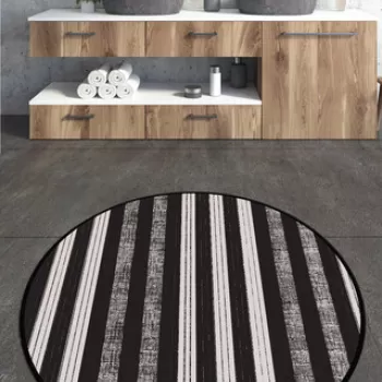 Covoras de baie, Chilai, Barcode Circle Djt 80, Poliester, Multicolor imagine