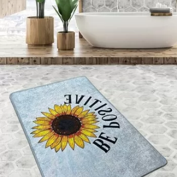 Covoras de baie, Chilai, Be Positive Djt (80 x 100), 80x100 cm, Poliester, Multicolor imagine