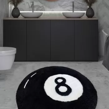 Covoras de baie, Chilai, Billar, Fibre acrilice, Alb negru imagine