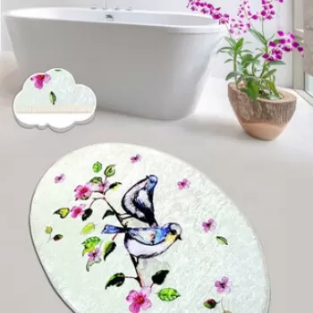 Covoras de baie, Chilai, Bird Nest (80 x 100), 80x100 cm, Catifea, Multicolor imagine