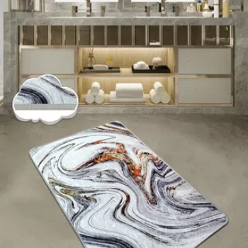 Covoras de baie, Chilai, Blur (70 x 120), 70x120 cm, Catifea, Multicolor imagine