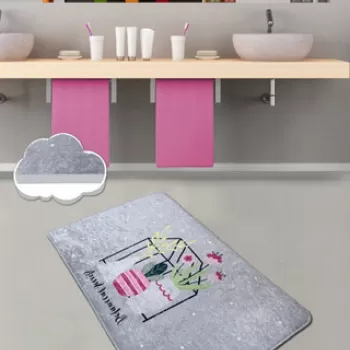 Covoras de baie, Chilai, Botanical Sweets (80 x 100), 80x100 cm, Catifea, Multicolor imagine
