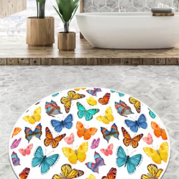 Covoras de baie, Chilai, Butterfly Valley Circle Djt 140, Poliester, Multicolor imagine