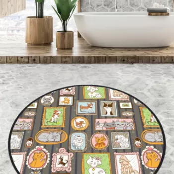 Covoras de baie, Chilai, Callatte Circle Djt 80, Poliester, Multicolor imagine