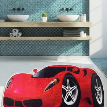 Covoras de baie, Chilai, Carcar, 80x150 cm, Poliester, Multicolor imagine