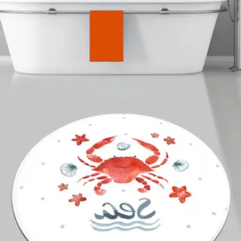 Covoras de baie, Chilai, Crab Circle Djt 140, Poliester, Multicolor imagine