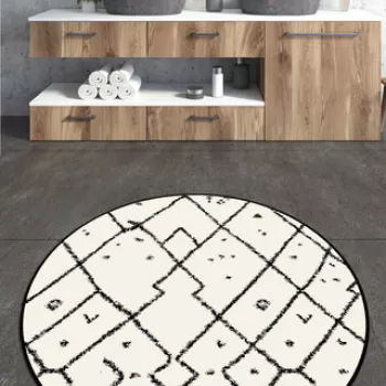 Covoras de baie, Chilai, Dalmata Circle Djt 160, Poliester, Multicolor imagine