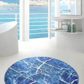 Covoras de baie, Chilai, Denim DJT (100 cm), Micropoliamida, Multicolor imagine