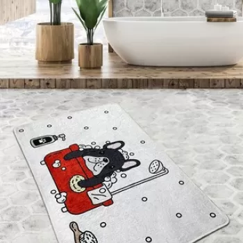Covoras de baie, Chilai, Dogs Shower Djt (80 x 100), 80x100 cm, Poliester, Multicolor imagine