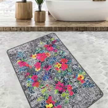 Covoras de baie, Chilai, Etova, 70x120 cm, Poliester, Multicolor imagine