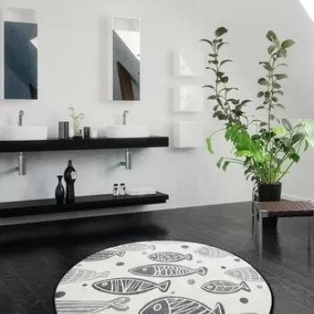 Covoras de baie, Chilai, Fish DJT - White (100) imagine