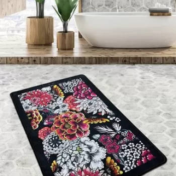 Covoras de baie, Chilai, Floreale Djt (70 x 120), 70x120 cm, Poliester, Multicolor imagine