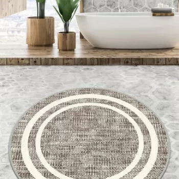 Covoras de baie, Chilai, Formica Circle Djt 80, Poliester, Multicolor imagine