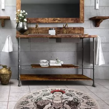 Covoras de baie, Chilai, Frida Round (140), Catifea, Multicolor imagine