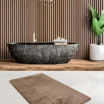 Covoras de baie, Chilai, Havai, 80x140 cm, Fibre acrilice, Bej imagine