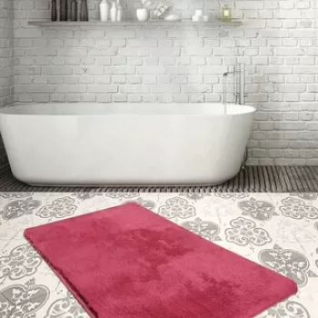 Covoras de baie, Chilai, Havai, 80x140 cm, Fibre acrilice, Fucsia imagine