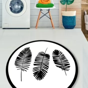 Covoras de baie, Chilai, Hoja (200), Poliester, Alb negru imagine