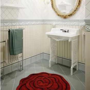 Covoras de baie, Chilai Home, Big Rose, Fibre acrilice, Rosu imagine