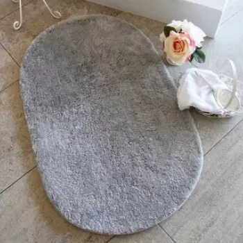 Covoras de baie, Chilai Home by Alessia, Colors of Oval, 60x100 cm, Fibre acrilice, Gri imagine