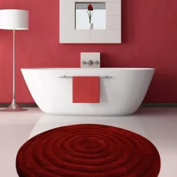 Covoras de baie, Chilai Home by Alessia, Round, Fibre acrilice, Rosu imagine