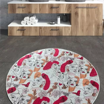 Covoras de baie, Chilai Home, Faccia Djt (80 cm), Poliester, Multicolor imagine