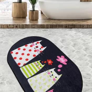 Covoras de baie, Chilai Home, Four Cats Djt (70 x 120), 70x120 cm, Poliester, Multicolor imagine