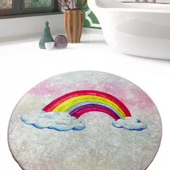 Covoras de baie, Chilai Home, Leno Djt (80 cm), Poliester, Multicolor imagine