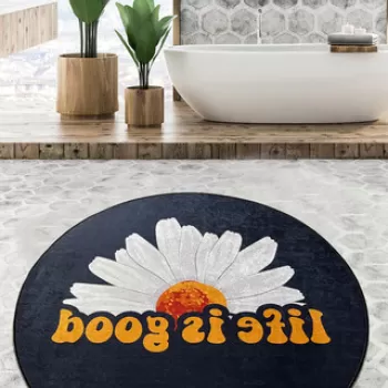 Covoras de baie, Chilai Home, Life Is Good Djt (80 cm), Poliester, Multicolor imagine
