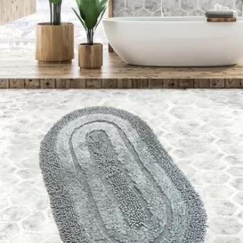 Covoras de baie, Chilai Home, Macoroni, Bumbac, Gri imagine