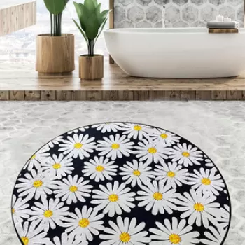 Covoras de baie, Chilai Home, Primula Djt (100 cm), Poliester, Multicolor imagine