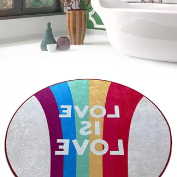 Covoras de baie, Chilai Home, Sanctus Djt (100 cm), Poliester, Multicolor imagine